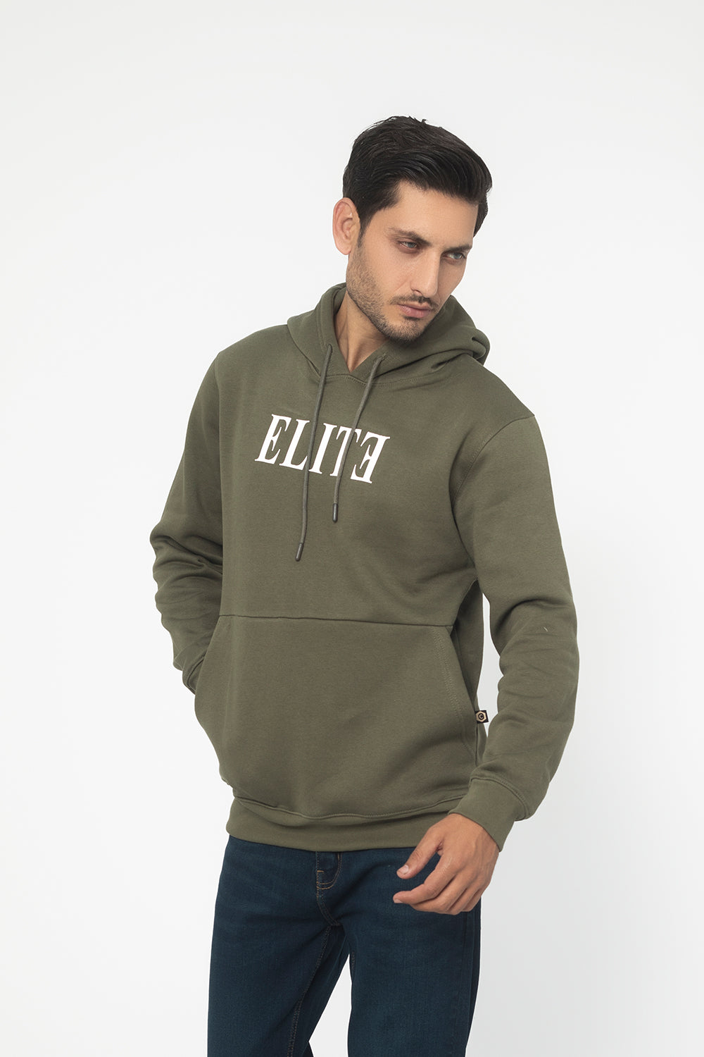 ARMY GREEN FLEECE FABRIC MEN'S HOODIE