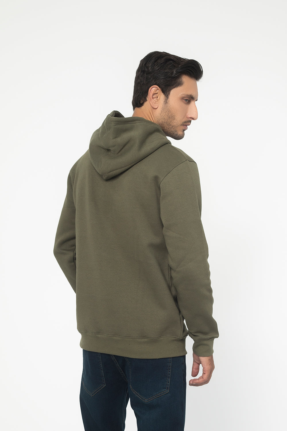 ARMY GREEN FLEECE FABRIC MEN'S HOODIE