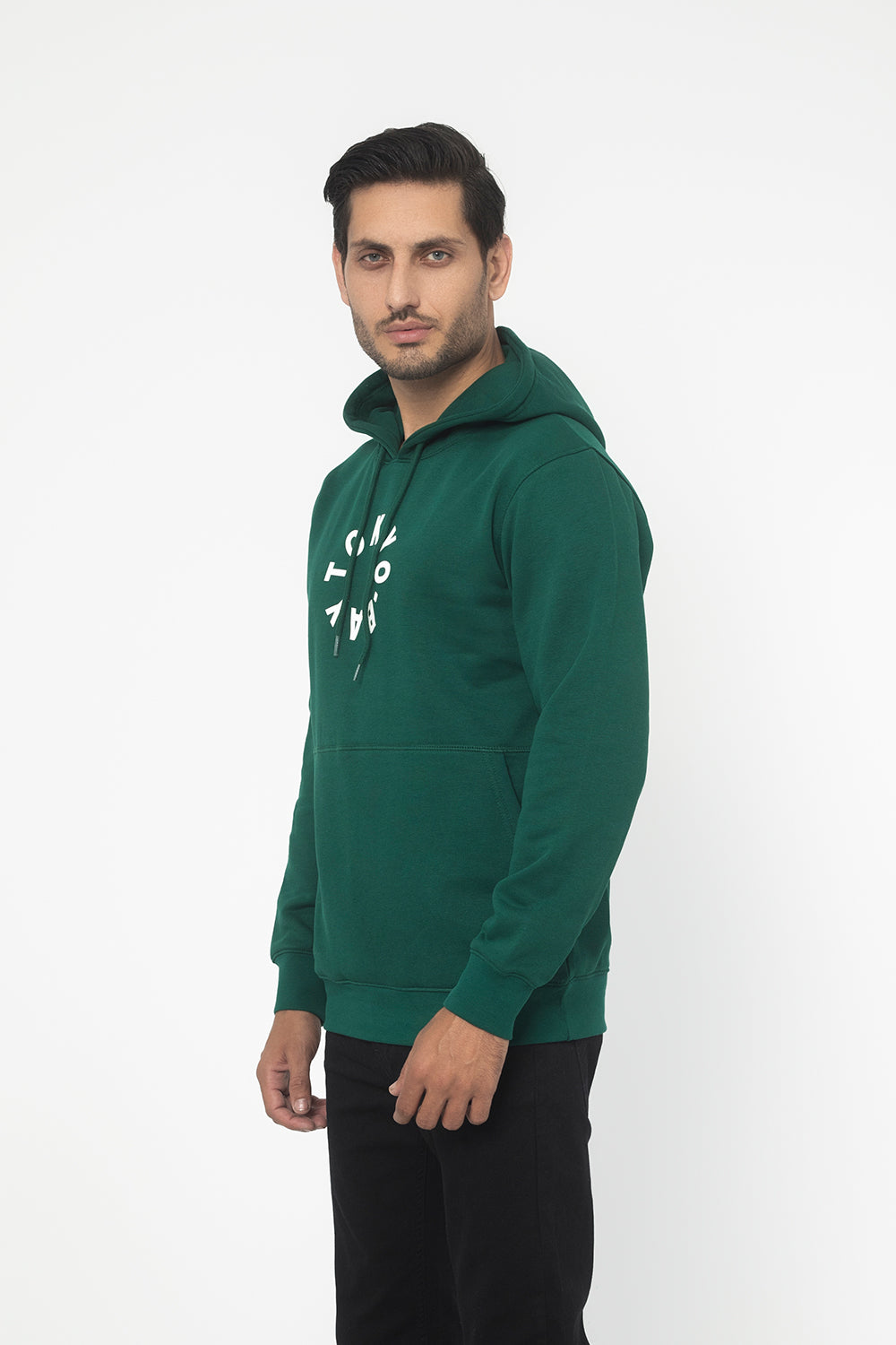 GREEN FLEECE FABRIC MEN'S HOODIE