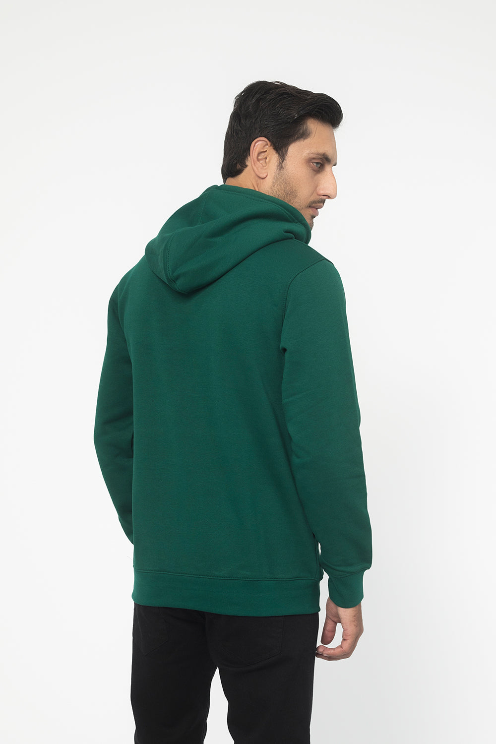 GREEN FLEECE FABRIC MEN'S HOODIE