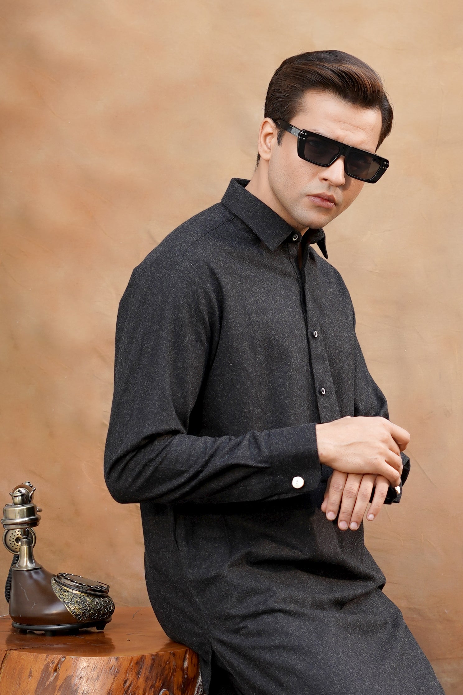 CHARCOAL WOOL KAMEEZ SHALWAR