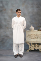 WHITE EMBROIDED KAMEEZ SHALWAR