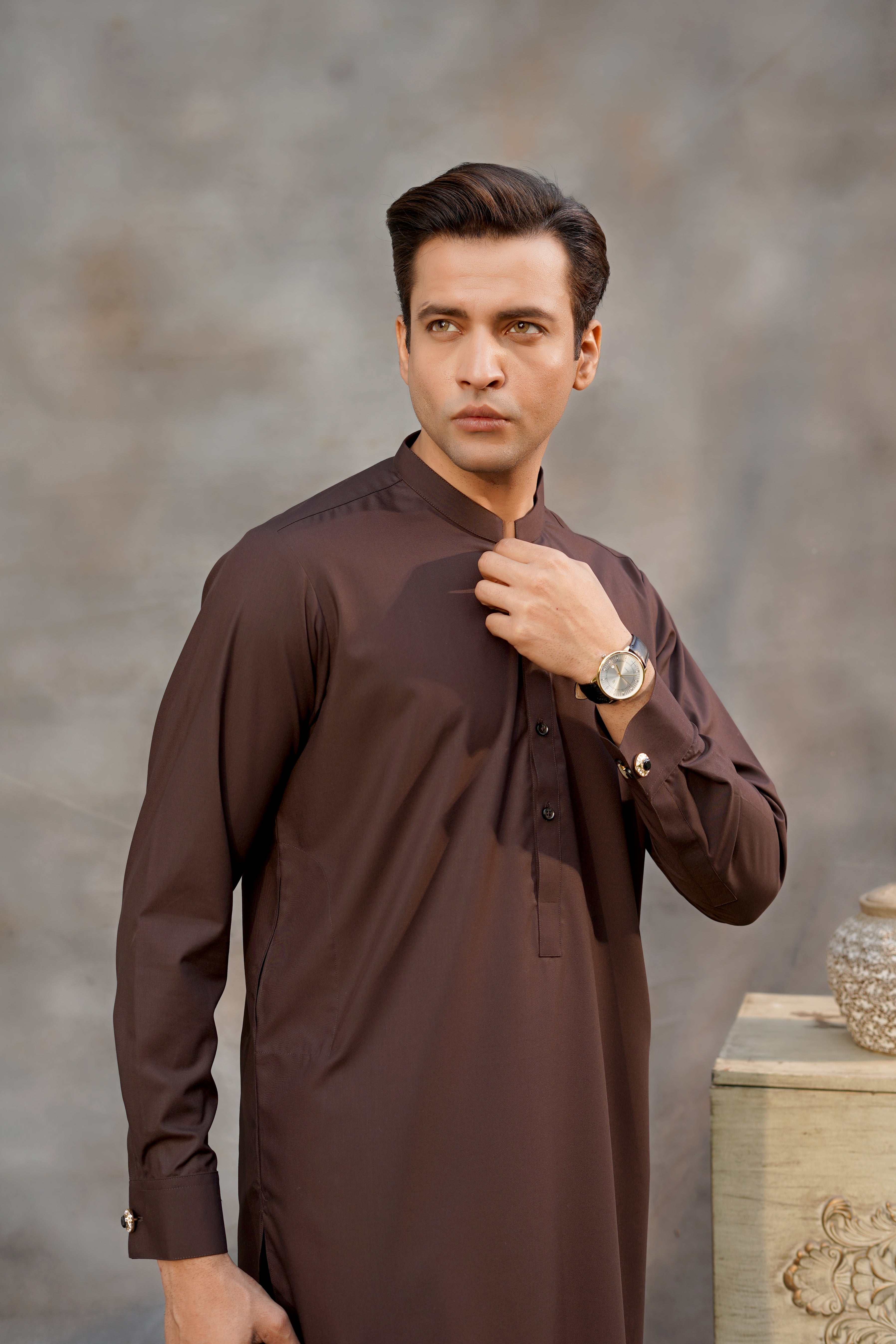 BASIC BROWN KAMEEZ SHALWAR