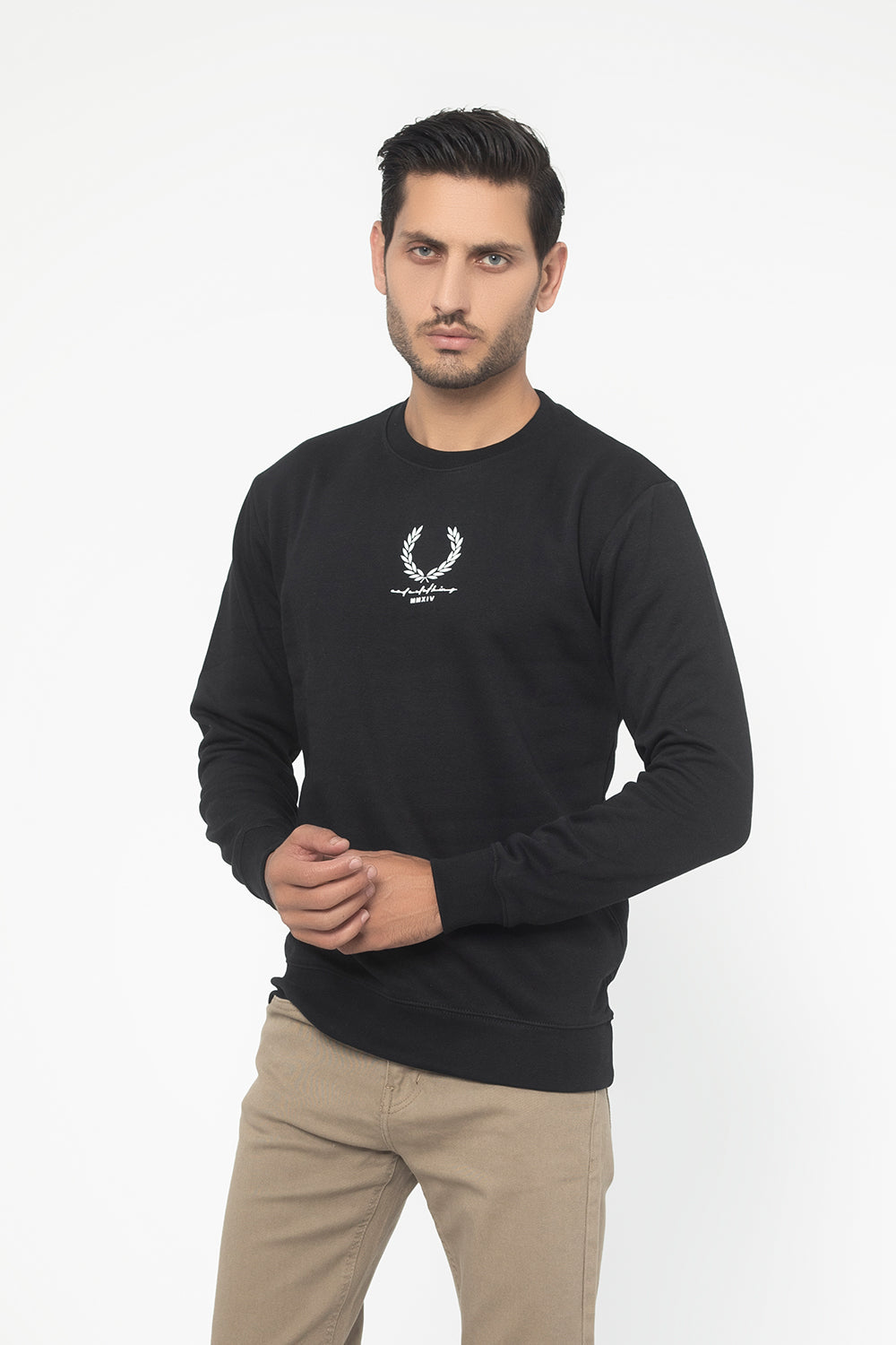 BLACK FLEECE CREW NECK SWEAT SHIRT