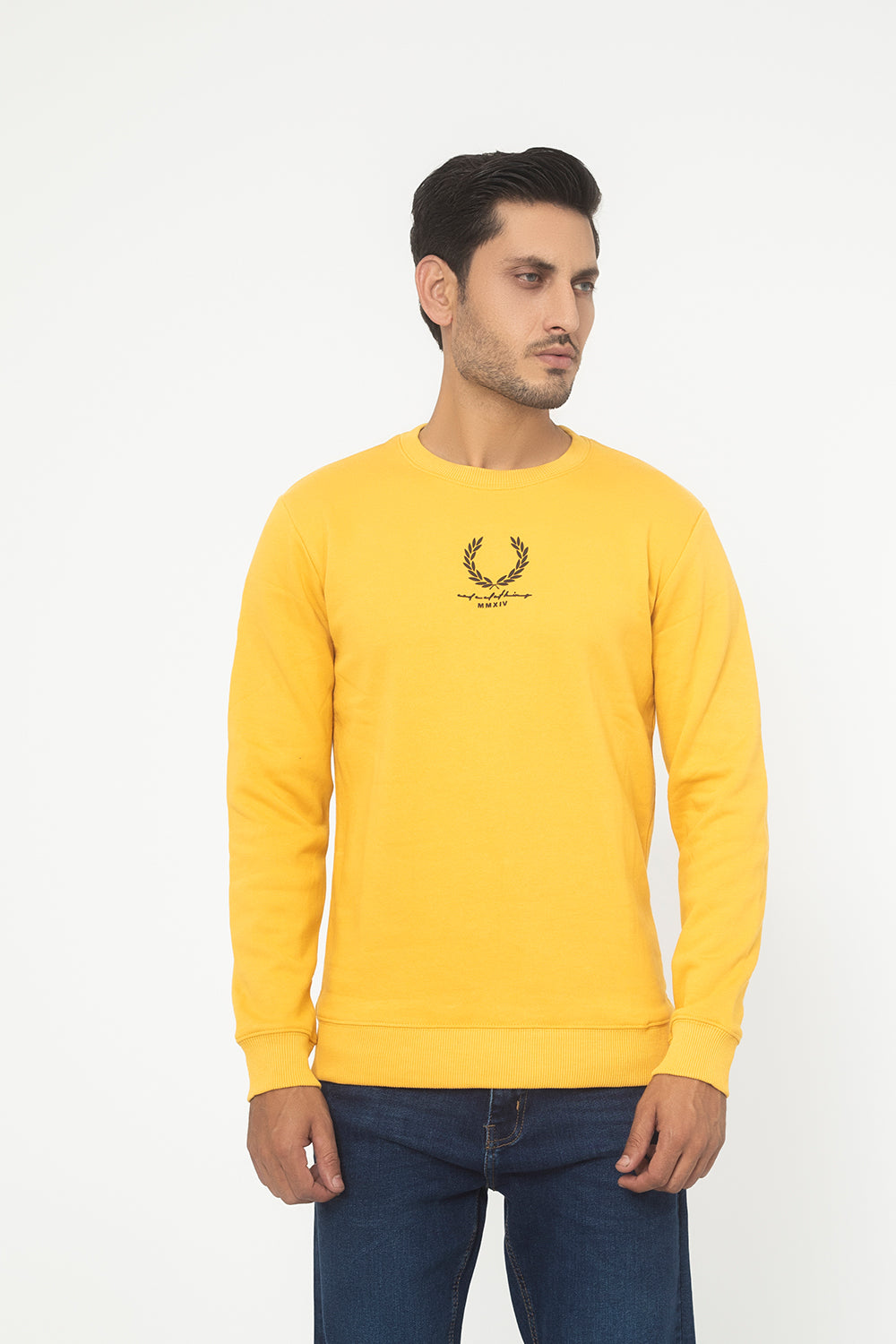 YELLLOW FLEECE REGULAR FIT SWEAT SHIRT