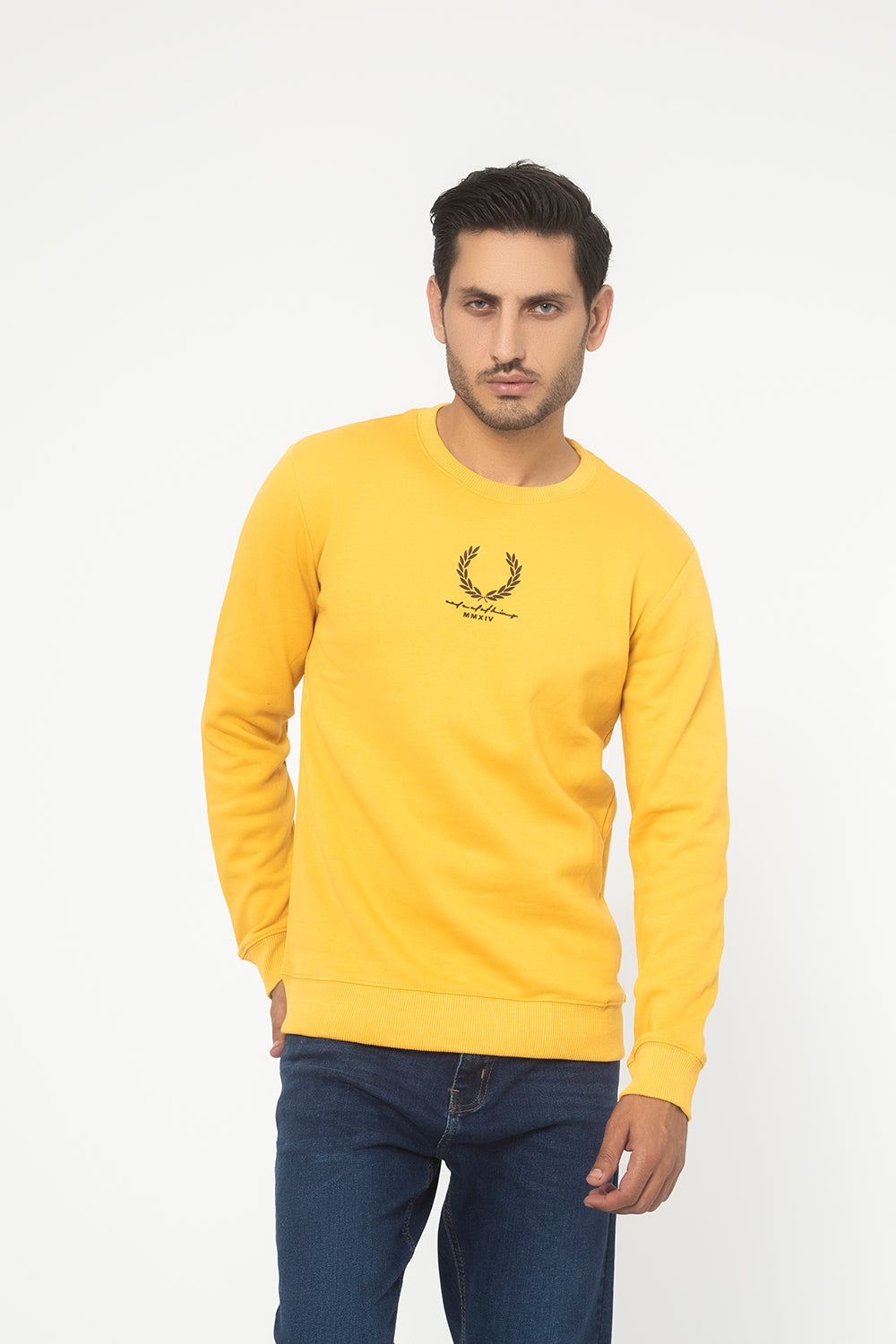 YELLLOW FLEECE REGULAR FIT SWEAT SHIRT