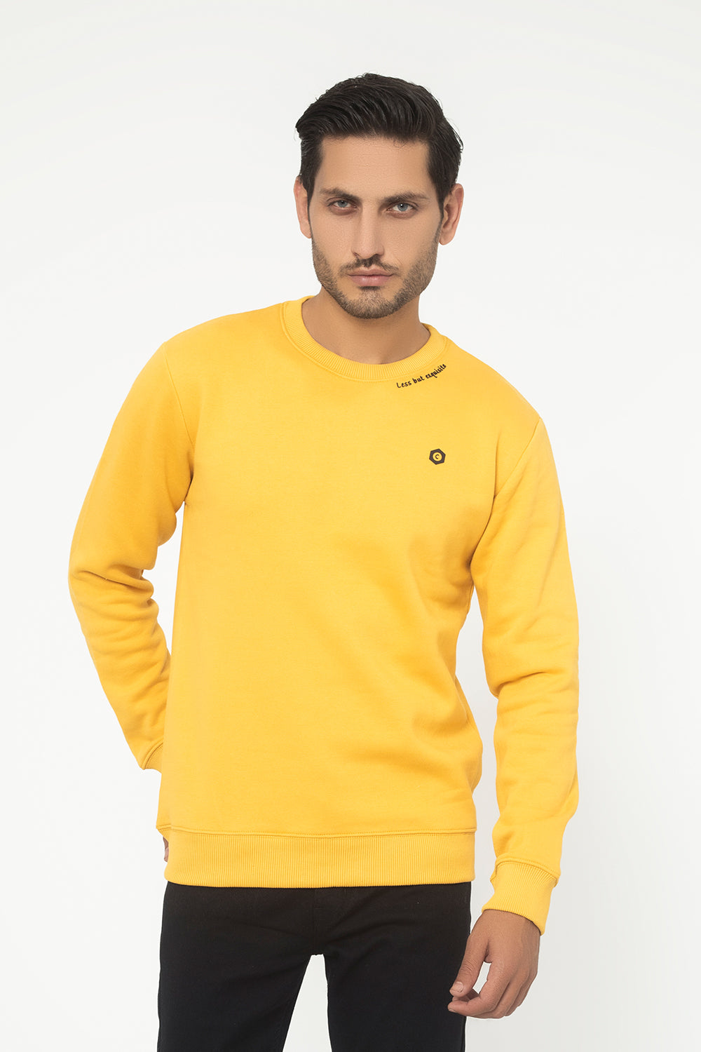 YELLOW FLEECE CREW NECK SWEAT SHIRT