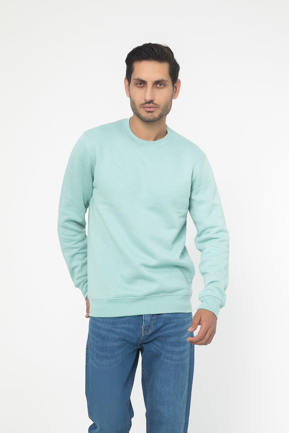 SEA GREEN FLEECE CREW NECK SWEAT SHIRT