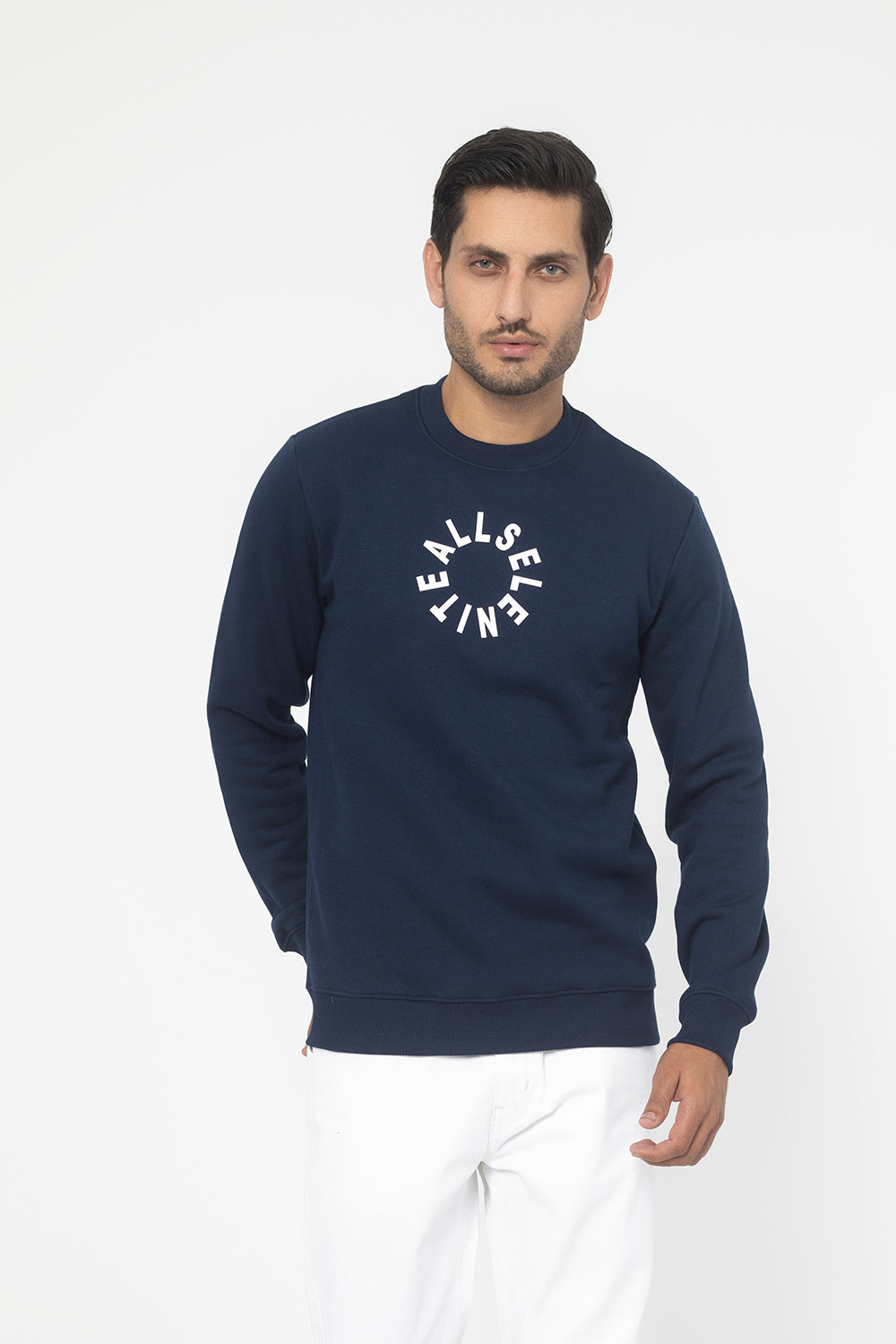 NAVY FLEECE CREW NECK SWEAT SHIRT