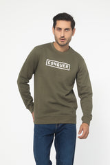 ARMY GREEN FLEECE CREW NECK SWEAT SHIRT