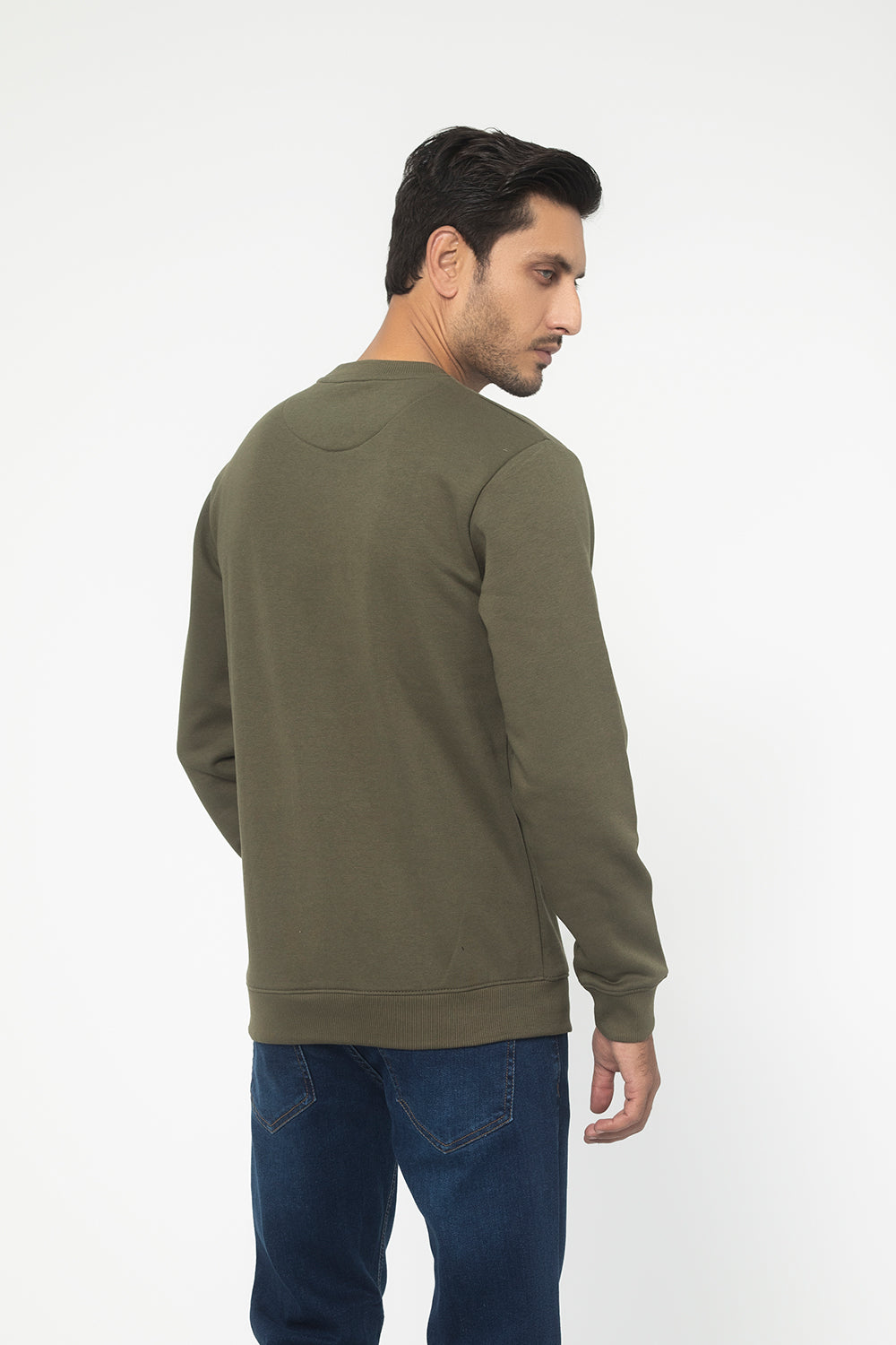 ARMY GREEN FLEECE CREW NECK SWEAT SHIRT