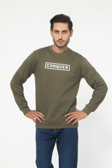 ARMY GREEN FLEECE CREW NECK SWEAT SHIRT