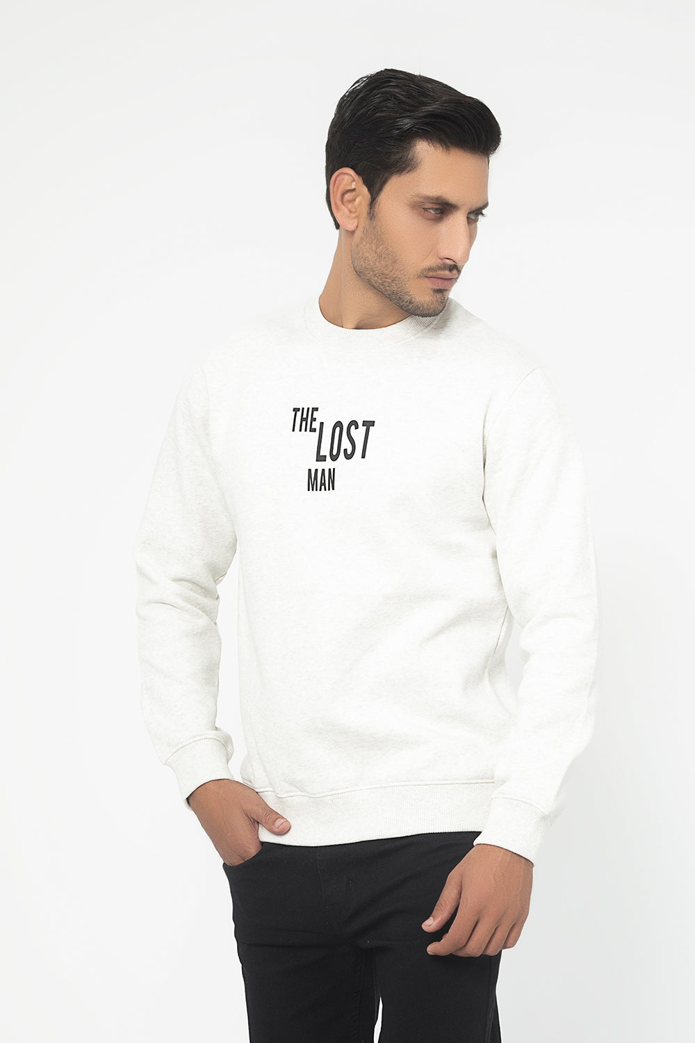 LIGHT GRAY FLEECE CREW NECK SWEAT SHIRT