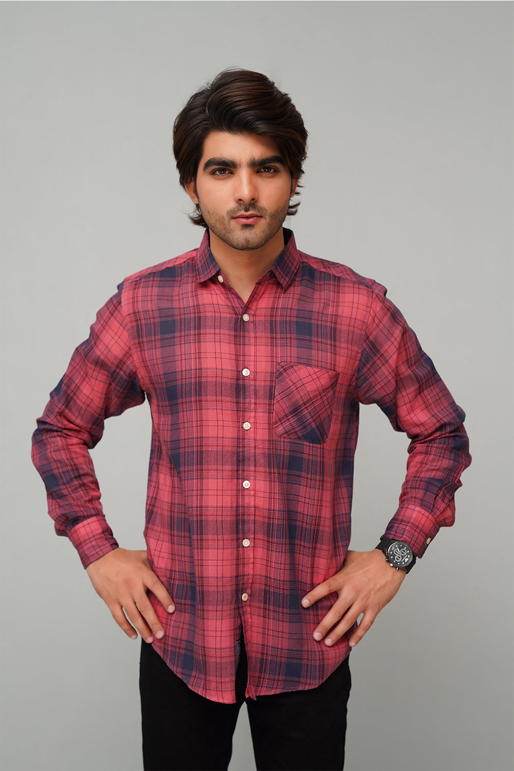 Check Rust Casual Shirt