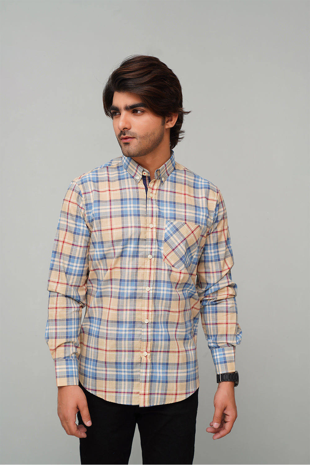 Check Blue/Yellow Casual Shirt